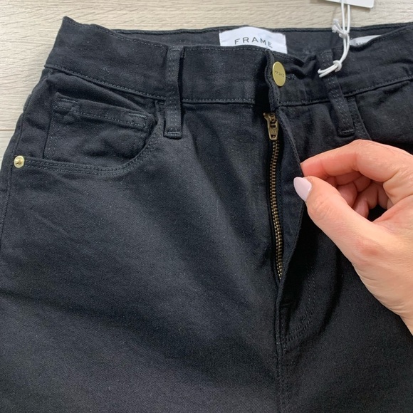 FRAME Ali High Rise Cigarette Stirrup Jeans in Black - Picture 7 of 16